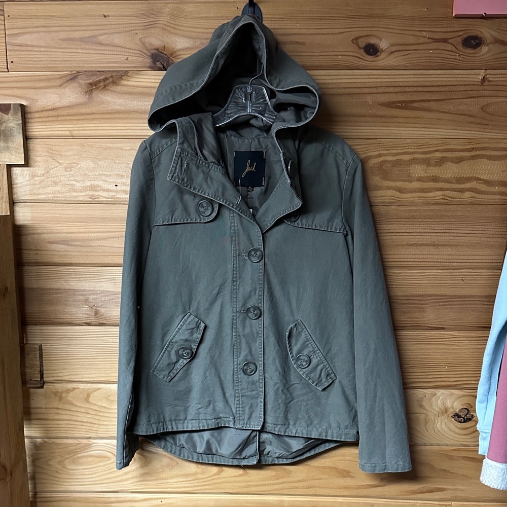 Jack Army Green Hooded Jacket Size M